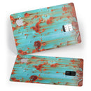 Teal Painted Rustic Metal - Premium Protective Decal Skin-Kit for the Apple Credit Card