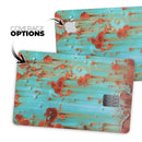 Teal Painted Rustic Metal - Premium Protective Decal Skin-Kit for the Apple Credit Card