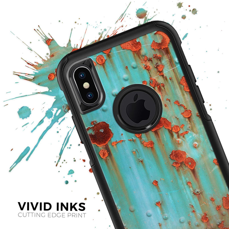 Teal Painted Rustic Metal - Skin Kit for the iPhone OtterBox Cases