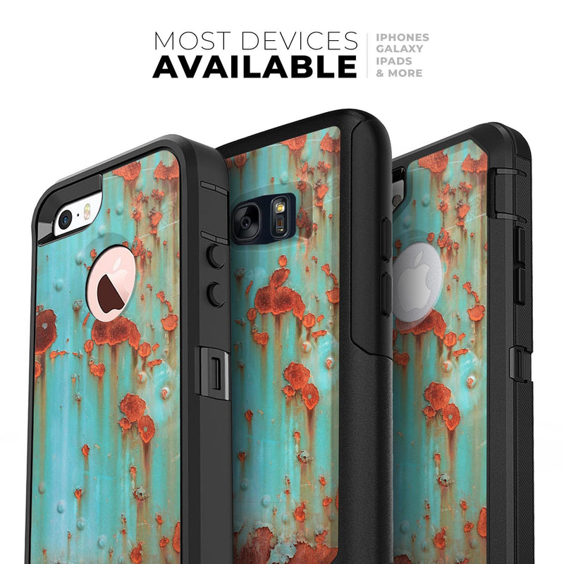 Teal Painted Rustic Metal - Skin Kit for the iPhone OtterBox Cases