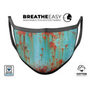 Teal Painted Rustic Metal - Made in USA Mouth Cover Unisex Anti-Dust Cotton Blend Reusable & Washable Face Mask with Adjustable Sizing for Adult or Child