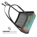 Teal Painted Rustic Metal - Made in USA Mouth Cover Unisex Anti-Dust Cotton Blend Reusable & Washable Face Mask with Adjustable Sizing for Adult or Child