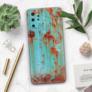 Teal Painted Rustic Metal - Premium Vinyl Skin Decal for Samsung Galaxy S25 Ultra, S24, S23, S22 & All Galaxy S Models