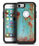 Teal Painted Rustic Metal - iPhone 7 or 7 Plus Commuter Case Skin Kit