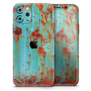 Teal Painted Rustic Metal - Protective Skin Wrap & Decal – Compatible with iPhone SE to iPhone 17 Pro Max (All Models)