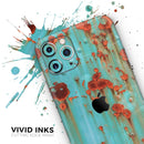 Teal Painted Rustic Metal - Protective Skin Wrap & Decal – Compatible with iPhone SE to iPhone 17 Pro Max (All Models)