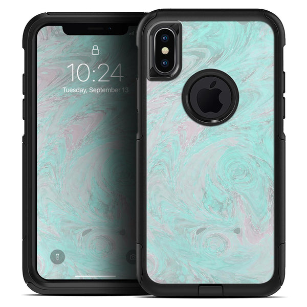 Teal Slate Marble Surface V23 - Skin Kit for the iPhone OtterBox Cases