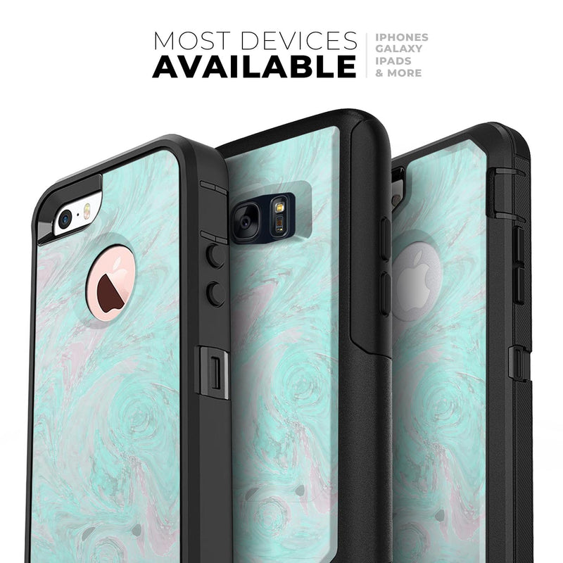 Teal Slate Marble Surface V23 - Skin Kit for the iPhone OtterBox Cases