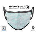Teal Slate Marble Surface V39 - Made in USA Mouth Cover Unisex Anti-Dust Cotton Blend Reusable & Washable Face Mask with Adjustable Sizing for Adult or Child