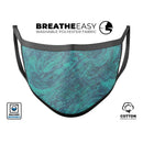 Teal Slate Marble Surface V48 - Made in USA Mouth Cover Unisex Anti-Dust Cotton Blend Reusable & Washable Face Mask with Adjustable Sizing for Adult or Child