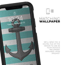 Teal Stripes with Gray Nautical Anchor - Skin Kit for the iPhone OtterBox Cases