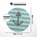 Teal Stripes with Gray Nautical Anchor// WaterProof Rubber Foam Backed Anti-Slip Mouse Pad for Home Work Office or Gaming Computer Desk