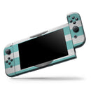 Teal Stripes with Gray Nautical Anchor // Skin Decal Wrap Kit for Nintendo Switch Console & Dock, Joy-Cons, Pro Controller, Lite, 3DS XL, 2DS XL, DSi, or Wii - Vinyl Skin Wrap for Nintendo Switch 2, OLED, Lite, Pro Controller, Wii & Classic Handhelds