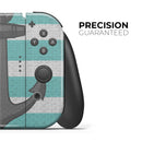 Teal Stripes with Gray Nautical Anchor // Skin Decal Wrap Kit for Nintendo Switch Console & Dock, Joy-Cons, Pro Controller, Lite, 3DS XL, 2DS XL, DSi, or Wii - Vinyl Skin Wrap for Nintendo Switch 2, OLED, Lite, Pro Controller, Wii & Classic Handhelds