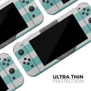 Teal Stripes with Gray Nautical Anchor // Skin Decal Wrap Kit for Nintendo Switch Console & Dock, Joy-Cons, Pro Controller, Lite, 3DS XL, 2DS XL, DSi, or Wii - Vinyl Skin Wrap for Nintendo Switch 2, OLED, Lite, Pro Controller, Wii & Classic Handhelds