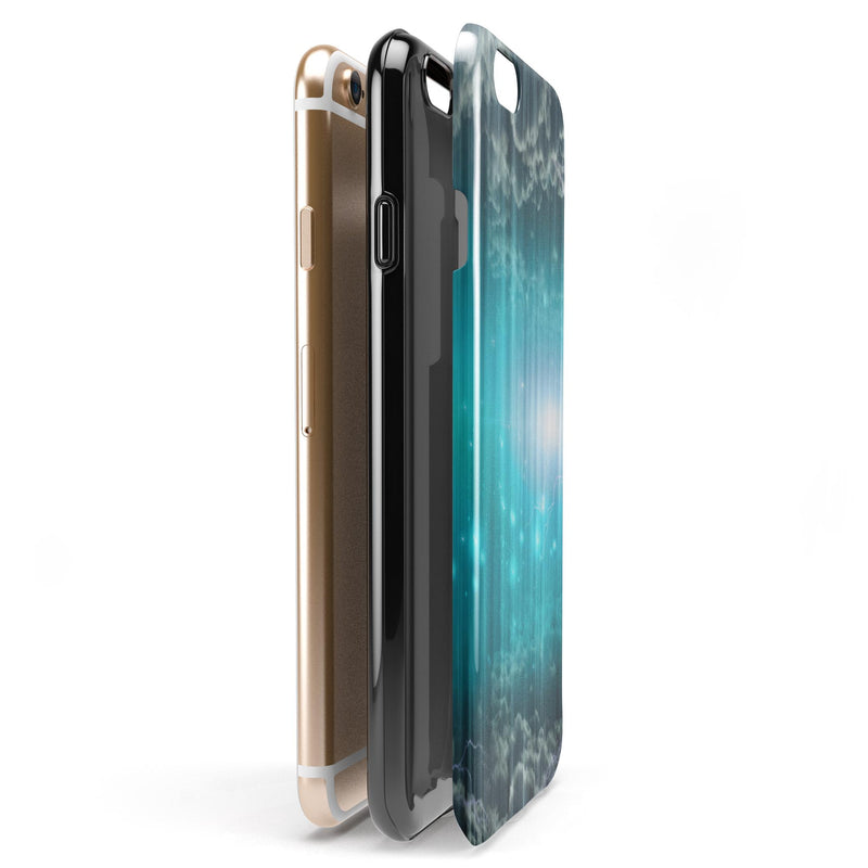 Teal Twilight Zone with Strikes of Lightening iPhone 6/6s or 6/6s Plus 2-Piece Hybrid INK-Fuzed Case