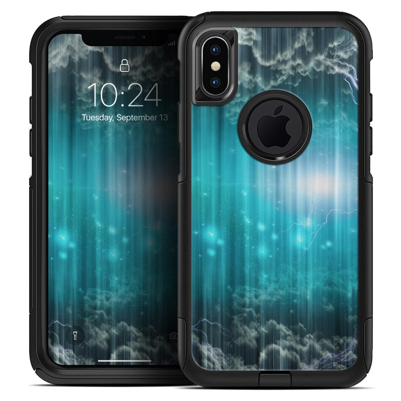 Teal Twilight Zone with Strikes of Lightening - Skin Kit for the iPhone OtterBox Cases