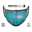 Teal Twilight Zone with Strikes of Lightening - Made in USA Mouth Cover Unisex Anti-Dust Cotton Blend Reusable & Washable Face Mask with Adjustable Sizing for Adult or Child