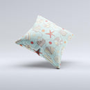 Teal Vintage Seashell Pattern ink-Fuzed Decorative Throw Pillow