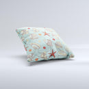Teal Vintage Seashell Pattern ink-Fuzed Decorative Throw Pillow