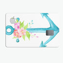 Teal Watercolor Floral Anchor - Premium Protective Decal Skin-Kit for the Apple Credit Card