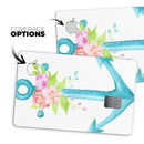 Teal Watercolor Floral Anchor - Premium Protective Decal Skin-Kit for the Apple Credit Card