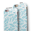 Teal Zendoodle Feathers iPhone 6/6s or 6/6s Plus 2-Piece Hybrid INK-Fuzed Case
