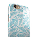 Teal Zendoodle Feathers iPhone 6/6s or 6/6s Plus 2-Piece Hybrid INK-Fuzed Case