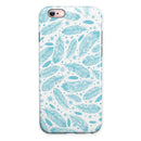 Teal Zendoodle Feathers iPhone 6/6s or 6/6s Plus 2-Piece Hybrid INK-Fuzed Case