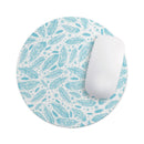 Teal Zendoodle Feathers// WaterProof Rubber Foam Backed Anti-Slip Mouse Pad for Home Work Office or Gaming Computer Desk