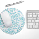 Teal Zendoodle Feathers// WaterProof Rubber Foam Backed Anti-Slip Mouse Pad for Home Work Office or Gaming Computer Desk