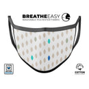 Teal and Aqua Descending Droplets - Made in USA Mouth Cover Unisex Anti-Dust Cotton Blend Reusable & Washable Face Mask with Adjustable Sizing for Adult or Child