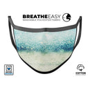 Teal and Aqua Unfocused Sparkling Orbs - Made in USA Mouth Cover Unisex Anti-Dust Cotton Blend Reusable & Washable Face Mask with Adjustable Sizing for Adult or Child