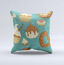 Teal and Brown Dessert iCons ink-Fuzed Decorative Throw Pillow