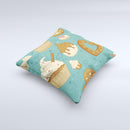 Teal and Brown Dessert iCons ink-Fuzed Decorative Throw Pillow