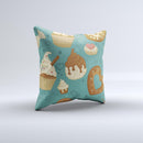 Teal and Brown Dessert iCons ink-Fuzed Decorative Throw Pillow