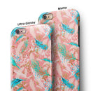 Teal and Coral Whispy Feathers iPhone 6/6s or 6/6s Plus 2-Piece Hybrid INK-Fuzed Case