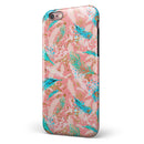 Teal and Coral Whispy Feathers iPhone 6/6s or 6/6s Plus 2-Piece Hybrid INK-Fuzed Case