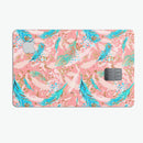 Teal and Coral Whispy Feathers - Premium Protective Decal Skin-Kit for the Apple Credit Card