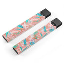 Teal and Coral Whispy Feathers - Premium Decal Protective Skin-Wrap Sticker compatible with the Juul Labs vaping device