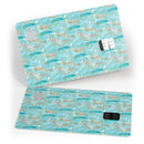 Teal and Coral Whispy Feathers Over Waterstrokes - Premium Protective Decal Skin-Kit for the Apple Credit Card