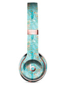 Teal and Coral Whispy Feathers Over Waterstrokes Full-Body Skin Kit for the Beats by Dre Solo 3 Wireless Headphones