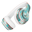 Teal and Coral Whispy Feathers Over Waterstrokes Full-Body Skin Kit for the Beats by Dre Solo 3 Wireless Headphones