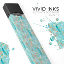 Teal and Coral Whispy Feathers Over Waterstrokes - Premium Decal Protective Skin-Wrap Sticker compatible with the Juul Labs vaping device