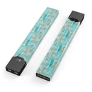 Teal and Coral Whispy Feathers Over Waterstrokes - Premium Decal Protective Skin-Wrap Sticker compatible with the Juul Labs vaping device