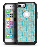 Teal and Coral Whispy Feathers Over Waterstrokes - iPhone 7 or 8 OtterBox Case & Skin Kits