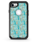 Teal and Coral Whispy Feathers Over Waterstrokes - iPhone 7 or 8 OtterBox Case & Skin Kits