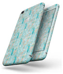 Teal and Coral Whispy Feathers Over Waterstrokes - Skin-kit for the iPhone 8 or 8 Plus