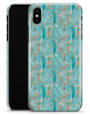 Teal and Coral Whispy Feathers Over Waterstrokes - iPhone X Clipit Case