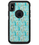Teal and Coral Whispy Feathers Over Waterstrokes - iPhone X OtterBox Case & Skin Kits